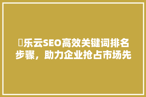 乛乐云SEO高效关键词排名步骤，助力企业抢占市场先机
