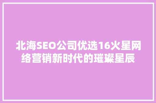 北海SEO公司优选16火星网络营销新时代的璀璨星辰
