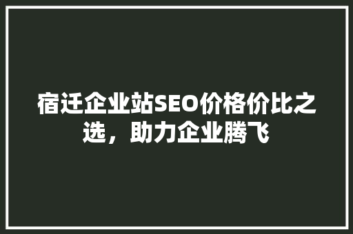 宿迁企业站SEO价格价比之选，助力企业腾飞