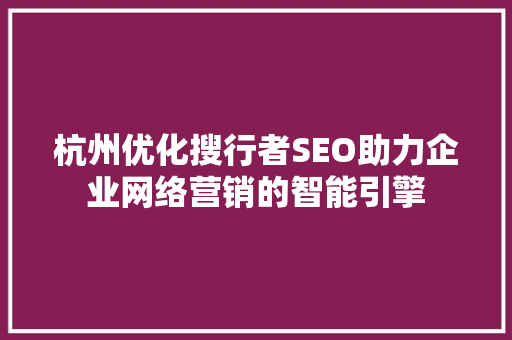 杭州优化搜行者SEO助力企业网络营销的智能引擎