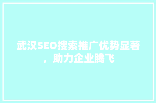 武汉SEO搜索推广优势显著，助力企业腾飞