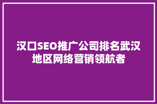 汉口SEO推广公司排名武汉地区网络营销领航者  第1张