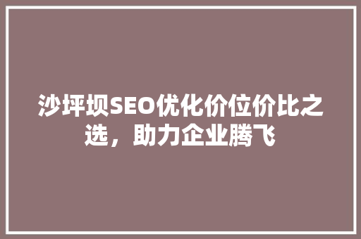 沙坪坝SEO优化价位价比之选，助力企业腾飞