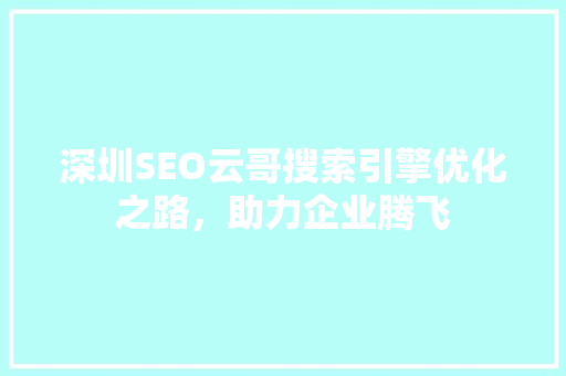 深圳SEO云哥搜索引擎优化之路，助力企业腾飞