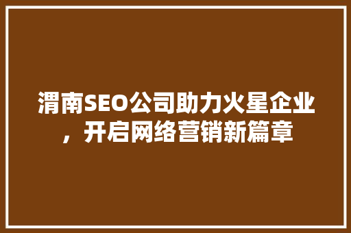 渭南SEO公司助力火星企业，开启网络营销新篇章