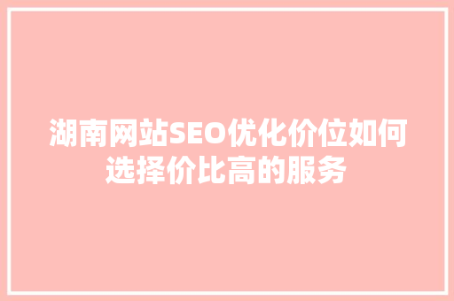 湖南网站SEO优化价位如何选择价比高的服务