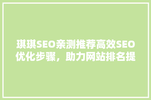 琪琪SEO亲测推荐高效SEO优化步骤，助力网站排名提升