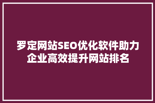 罗定网站SEO优化软件助力企业高效提升网站排名