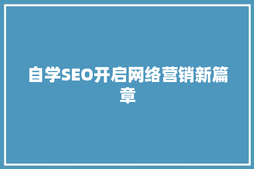 自学SEO开启网络营销新篇章