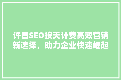 许昌SEO按天计费高效营销新选择，助力企业快速崛起