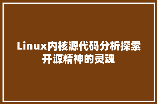 Linux内核源代码分析探索开源精神的灵魂