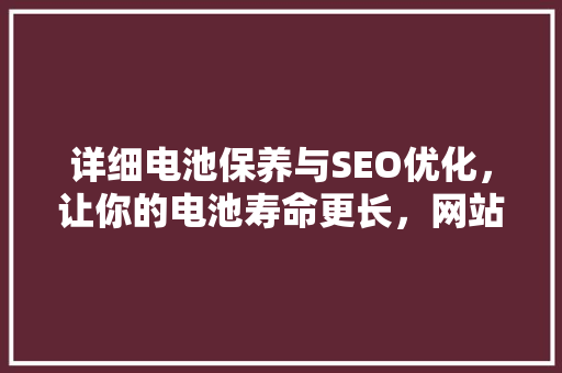 详细电池保养与SEO优化，让你的电池寿命更长，网站排名更高  第1张