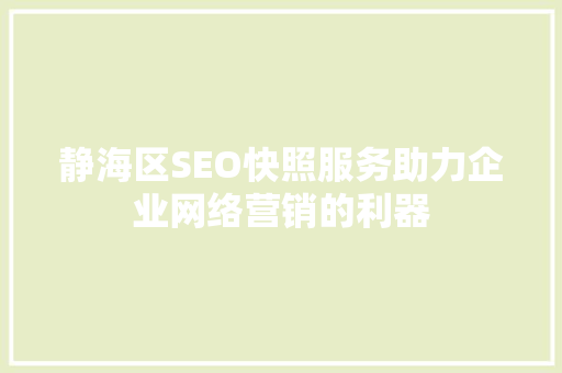 静海区SEO快照服务助力企业网络营销的利器