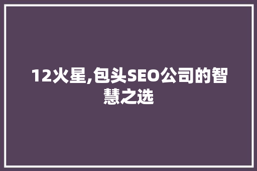 12火星,包头SEO公司的智慧之选