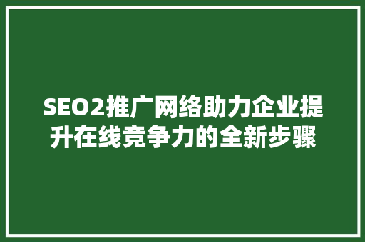 SEO2推广网络助力企业提升在线竞争力的全新步骤