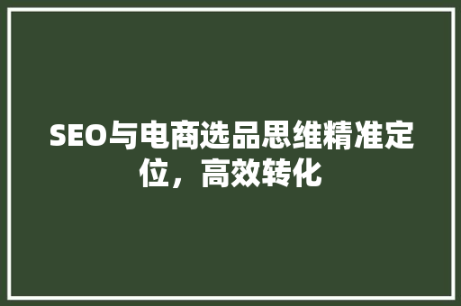 SEO与电商选品思维精准定位，高效转化