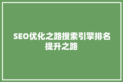 SEO优化之路搜索引擎排名提升之路