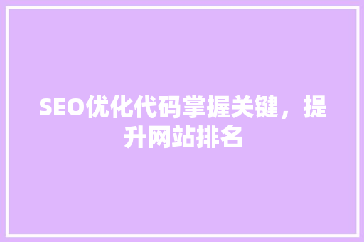SEO优化代码掌握关键，提升网站排名