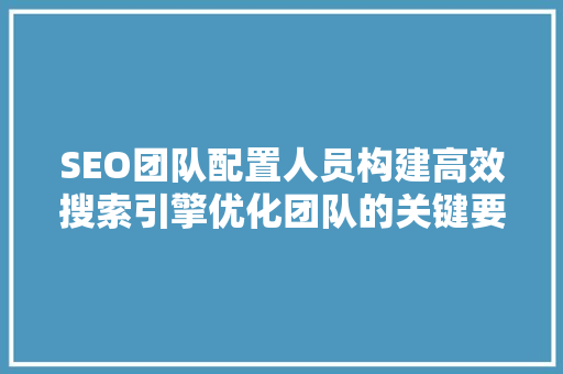 SEO团队配置人员构建高效搜索引擎优化团队的关键要素