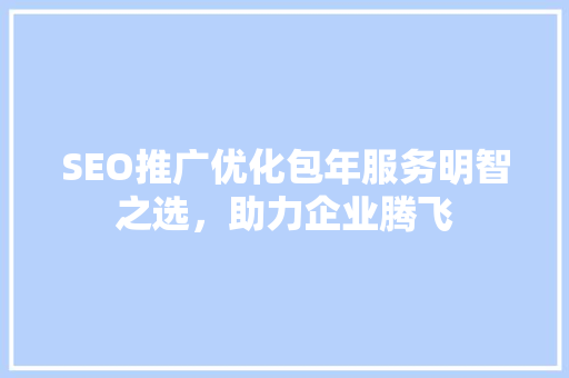 SEO推广优化包年服务明智之选，助力企业腾飞