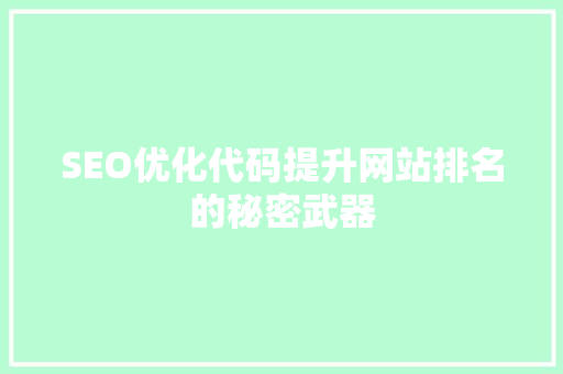 SEO优化代码提升网站排名的秘密武器  第1张