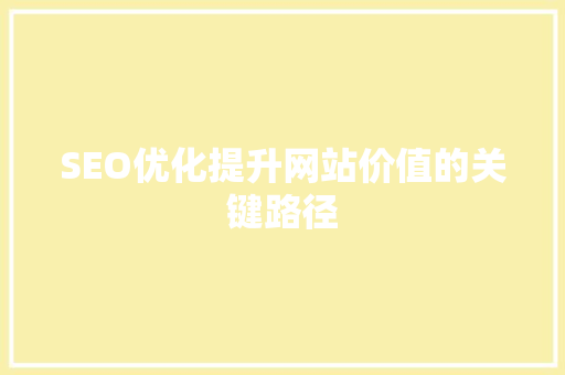 SEO优化提升网站价值的关键路径