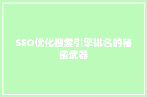 SEO优化搜索引擎排名的秘密武器
