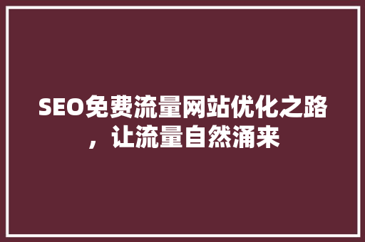 SEO免费流量网站优化之路，让流量自然涌来