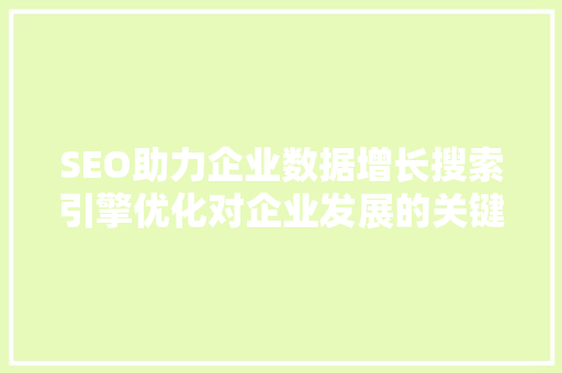 SEO助力企业数据增长搜索引擎优化对企业发展的关键作用