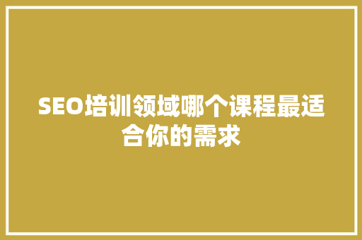 SEO培训领域哪个课程最适合你的需求
