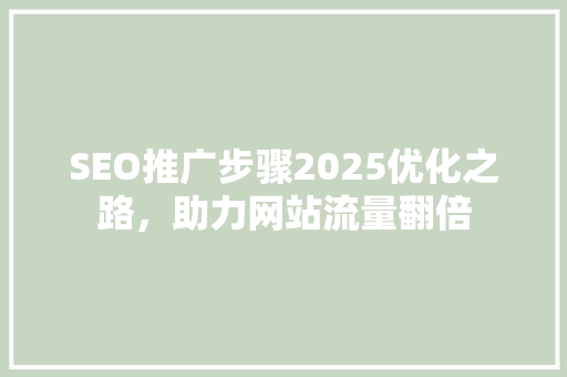 SEO推广步骤2025优化之路，助力网站流量翻倍