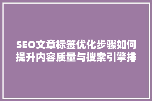 SEO文章标签优化步骤如何提升内容质量与搜索引擎排名