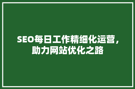 SEO每日工作精细化运营，助力网站优化之路