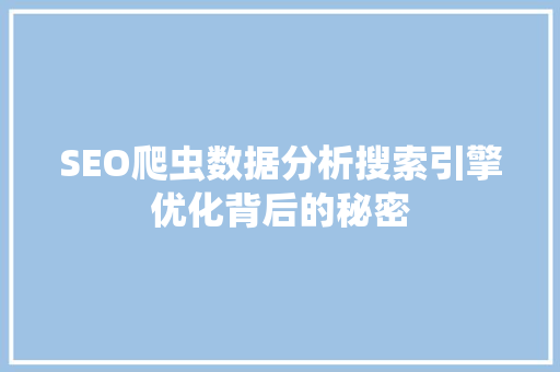 SEO爬虫数据分析搜索引擎优化背后的秘密