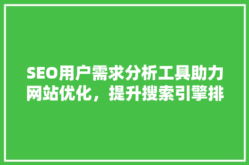 SEO用户需求分析工具助力网站优化，提升搜索引擎排名