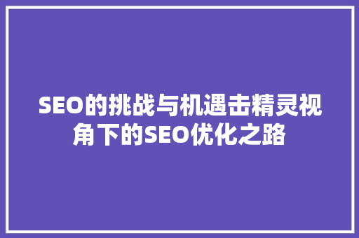 SEO的挑战与机遇击精灵视角下的SEO优化之路