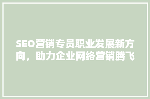 SEO营销专员职业发展新方向，助力企业网络营销腾飞