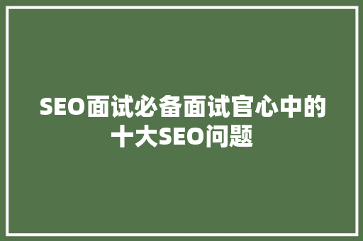 SEO面试必备面试官心中的十大SEO问题