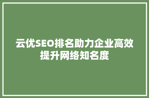 云优SEO排名助力企业高效提升网络知名度