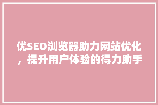 优SEO浏览器助力网站优化，提升用户体验的得力助手