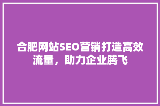合肥网站SEO营销打造高效流量，助力企业腾飞