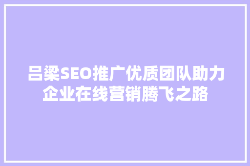 吕梁SEO推广优质团队助力企业在线营销腾飞之路