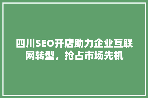 四川SEO开店助力企业互联网转型，抢占市场先机