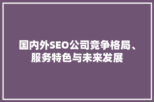 国内外SEO公司竞争格局、服务特色与未来发展