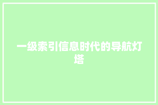 一级索引信息时代的导航灯塔