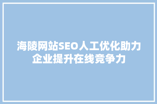 海陵网站SEO人工优化助力企业提升在线竞争力