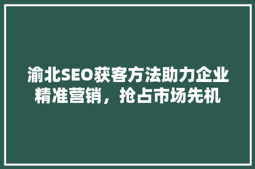 渝北SEO获客方法助力企业精准营销，抢占市场先机