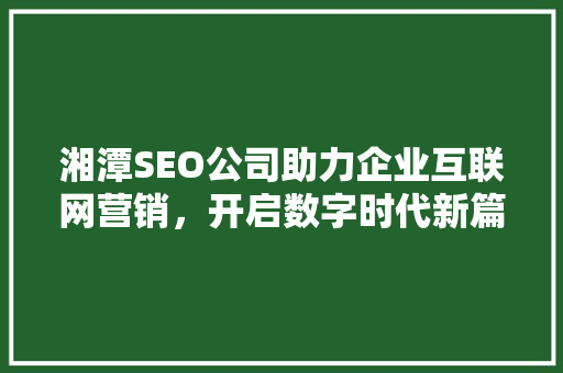 湘潭SEO公司助力企业互联网营销，开启数字时代新篇章
