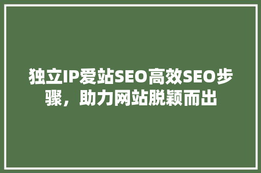 独立IP爱站SEO高效SEO步骤，助力网站脱颖而出