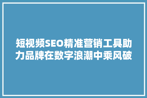 短视频SEO精准营销工具助力品牌在数字浪潮中乘风破浪